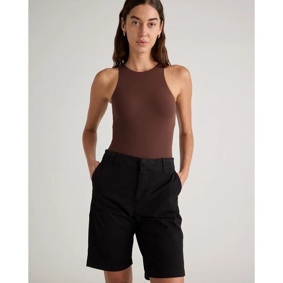 Quince Pants - Quince Organic Stretch Cotton Chino Bermuda Short Black Size 12 NWT